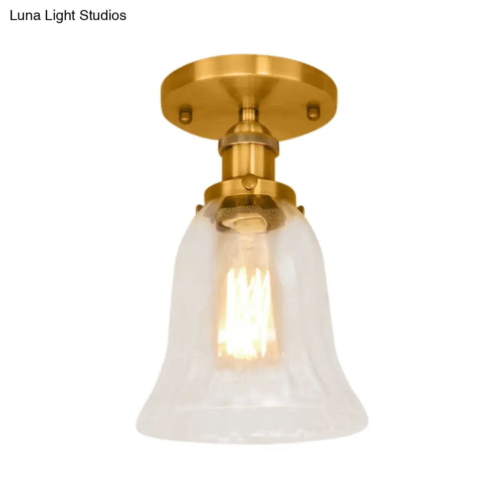 DecorBites™ DecorBites™ Industrial Flared Glass Semi Flush Mount Light with Clear Bulb in Black/Bronze/Copper