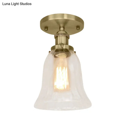 DecorBites™ DecorBites™ Industrial Flared Glass Semi Flush Mount Light with Clear Bulb in Black/Bronze/Copper