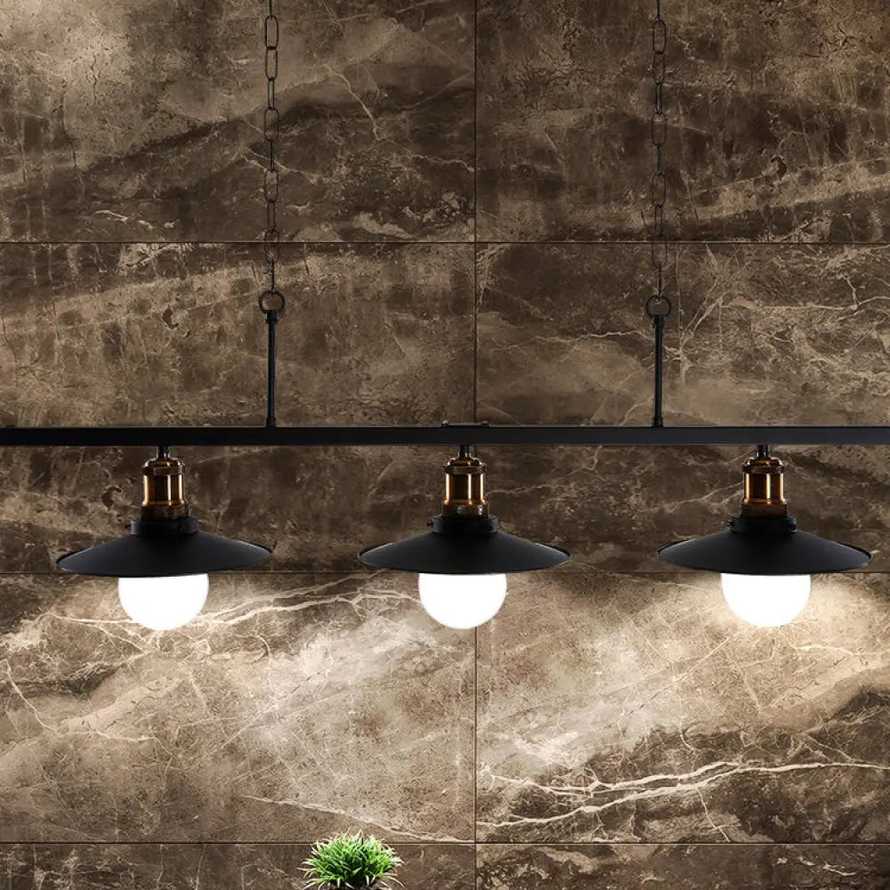 DecorBites™ Industrial Flared Metal Ceiling Light with Adjustable Chain and 2/3 Lights - Black