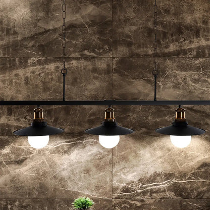 DecorBites™ Industrial Flared Metal Ceiling Light with Adjustable Chain and 2/3 Lights - Black