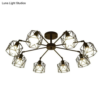 DecorBites™ DecorBites™ Industrial Flush Mount Ceiling Light with Black Hexagonal Iron Cage - Perfect for Living Room