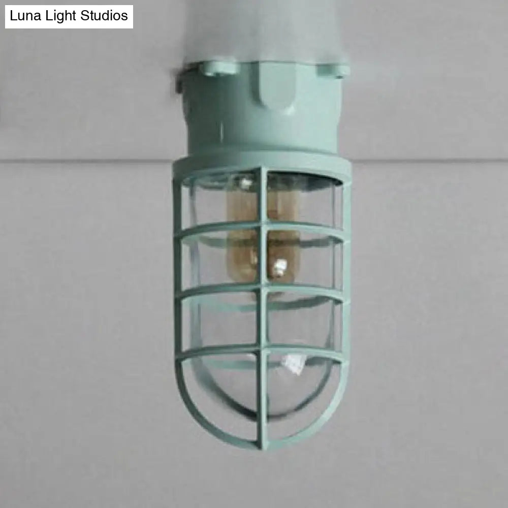 DecorBites™ DecorBites™ Industrial Flush Mount Ceiling Light with Clear Glass Cylinder Shade in Black/White/Pink - 1 Light