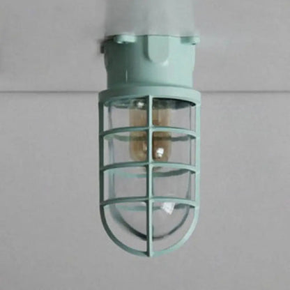 DecorBites™ DecorBites™ Industrial Flush Mount Ceiling Light with Clear Glass Cylinder Shade in Black/White/Pink - 1 Light