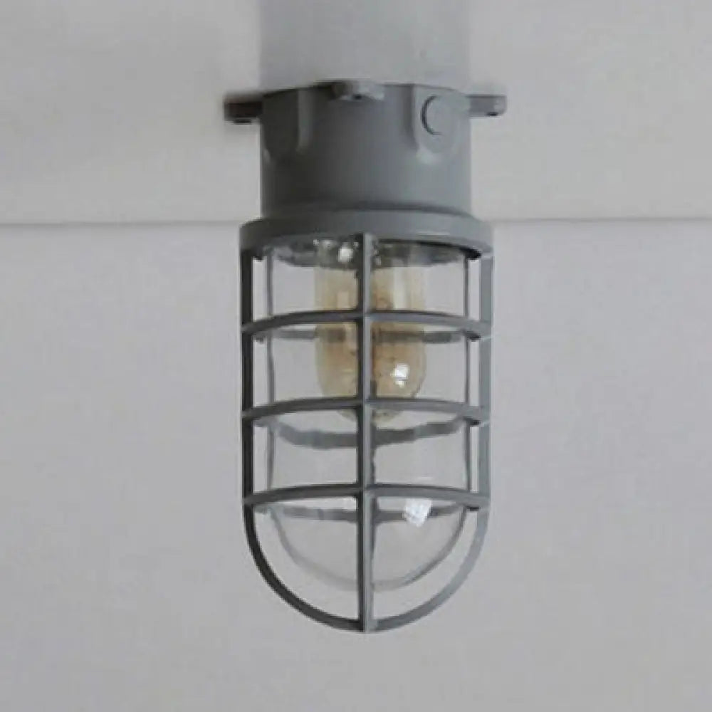 DecorBites™ DecorBites™ Industrial Flush Mount Ceiling Light with Clear Glass Cylinder Shade in Black/White/Pink - 1 Light