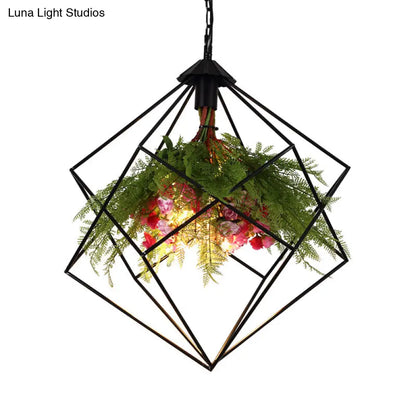 Industrial Geometric Hanging Light in Black - Metal LED Ceiling Lamp (16"/19.5"/23.5" Wide)