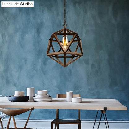 Industrial Geometric Metal Pendant Light, 14" / 18" Dia, 1 Bulb, Black/Rust - Perfect for Dining Room Ceiling