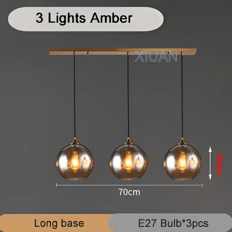 Amber glass industrial glass pendant light with wooden bar and black cords for kitchen dining room decorbites industrial glass