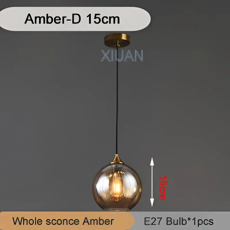 Amber-d 15cm pendant light with spherical glass globe and brass finish by decorbites industrial glass for kitchen decor
