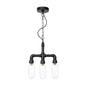 Industrial Glass Pipe Chandelier with Amber/Clear Accents - 3-Head LED Ceiling Fixture for Dining Room