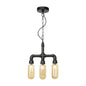 Industrial Glass Pipe Chandelier with Amber/Clear Accents - 3-Head LED Ceiling Fixture for Dining Room