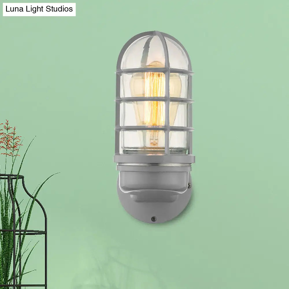 DecorBites™ DecorBites™ Industrial Glass Wall Lamp with Cage, Single Bulb in Pink/Blue/Green for Living Room Sconce