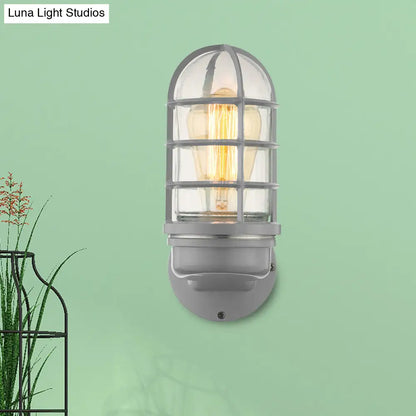 DecorBites™ DecorBites™ Industrial Glass Wall Lamp with Cage, Single Bulb in Pink/Blue/Green for Living Room Sconce