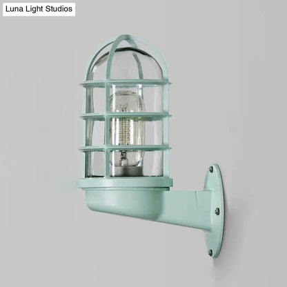 DecorBites™ DecorBites™ Industrial Glass Wall Lamp with Cage, Single Bulb in Pink/Blue/Green for Living Room Sconce