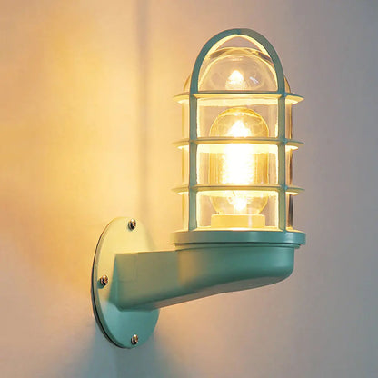 DecorBites™ DecorBites™ Industrial Glass Wall Lamp with Cage, Single Bulb in Pink/Blue/Green for Living Room Sconce