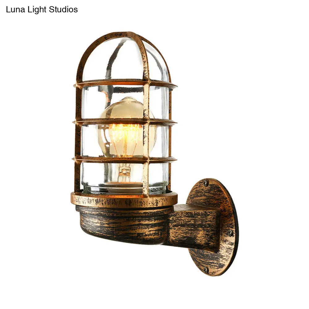DecorBites™ DecorBites™ Industrial Glass Wall Lamp with Cage, Single Bulb in Pink/Blue/Green for Living Room Sconce
