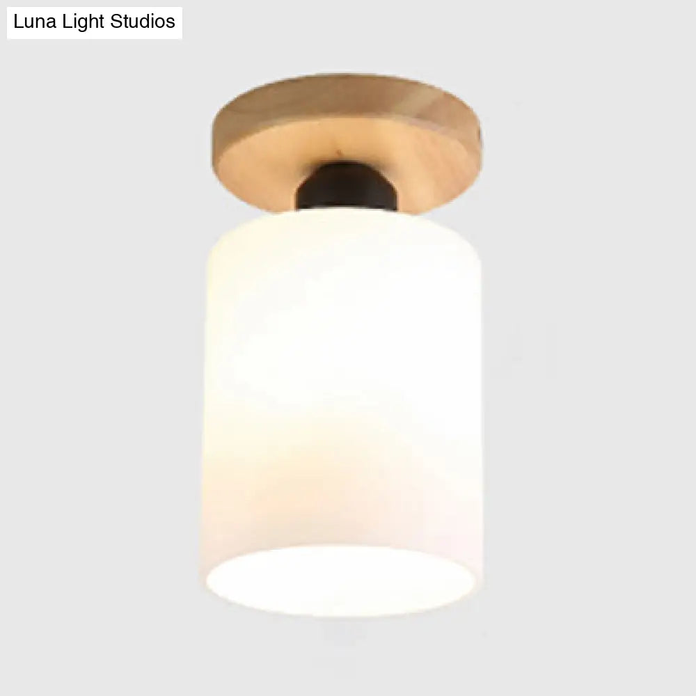 DecorBites™ DecorBites™ Industrial Globe/Cylinder Frosted Glass Semi Flush Mount Light in Black for Foyer - Single Bulb Ceiling Lighting