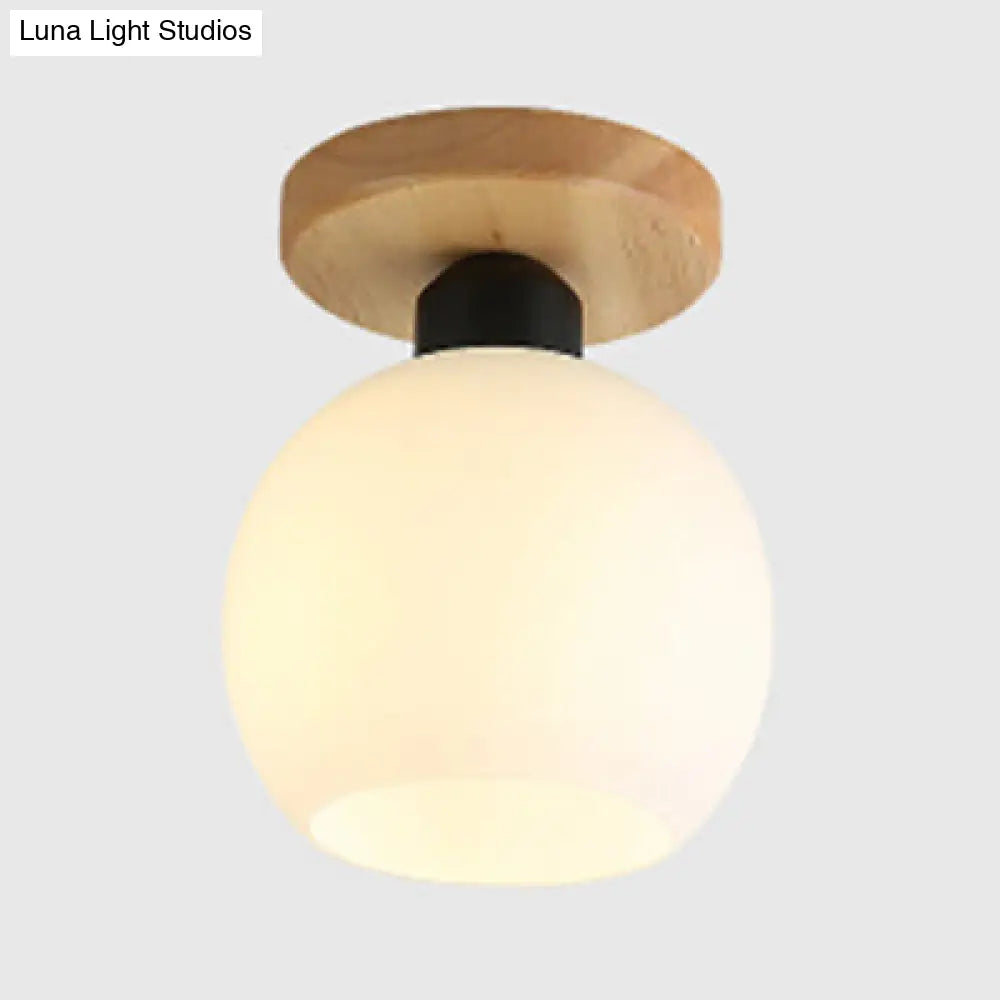 DecorBites™ DecorBites™ Industrial Globe/Cylinder Frosted Glass Semi Flush Mount Light in Black for Foyer - Single Bulb Ceiling Lighting