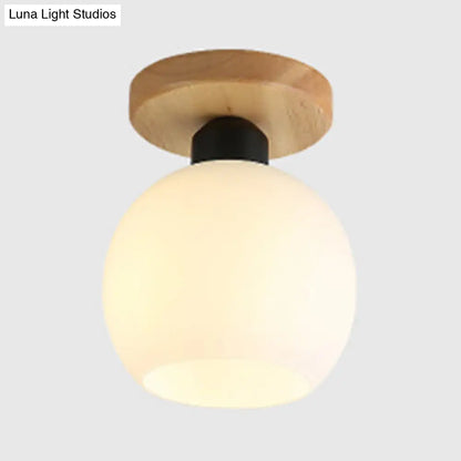 DecorBites™ DecorBites™ Industrial Globe/Cylinder Frosted Glass Semi Flush Mount Light in Black for Foyer - Single Bulb Ceiling Lighting