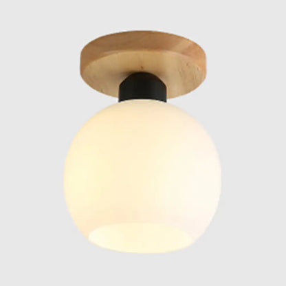 DecorBites™ DecorBites™ Industrial Globe/Cylinder Frosted Glass Semi Flush Mount Light in Black for Foyer - Single Bulb Ceiling Lighting