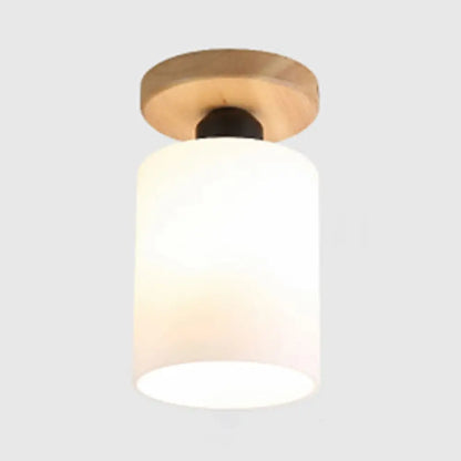 DecorBites™ DecorBites™ Industrial Globe/Cylinder Frosted Glass Semi Flush Mount Light in Black for Foyer - Single Bulb Ceiling Lighting