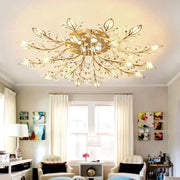 Gold-toned crystal leaf led ceiling light fixture with clear crystal accents for industrial living room decorbites crystal leaf