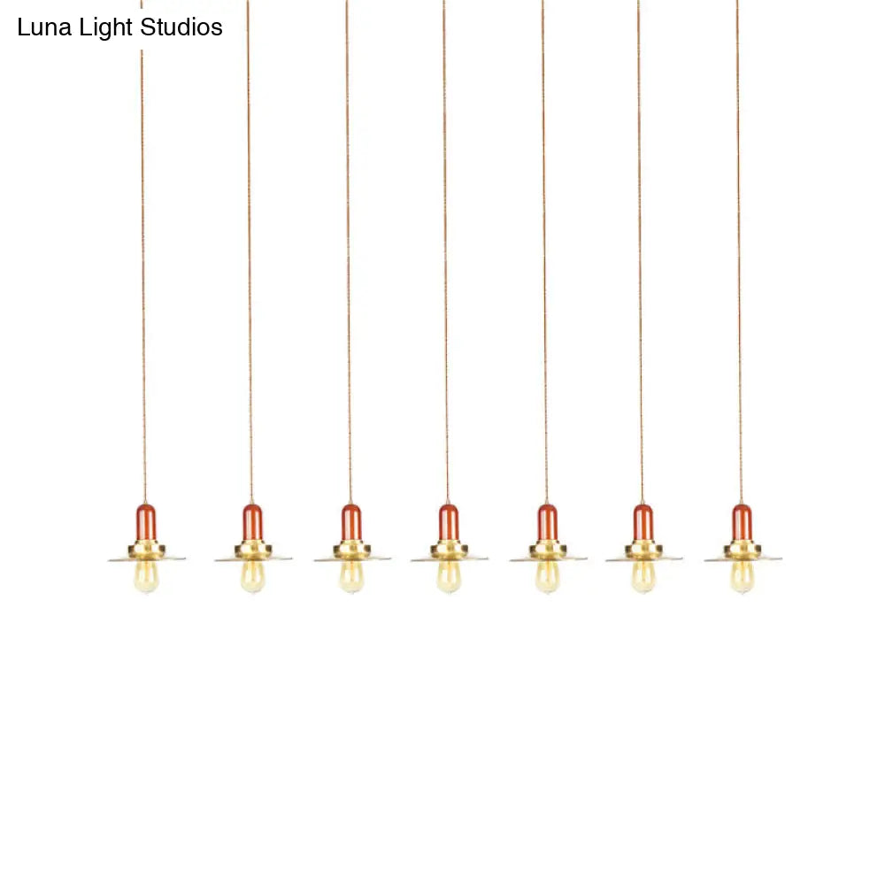 Industrial Gold Finish Tandem Pendant Light with Multiple Bulbs - Perfect for High Ceiling Areas