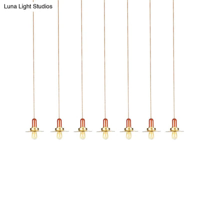 Industrial Gold Finish Tandem Pendant Light with Multiple Bulbs - Perfect for High Ceiling Areas