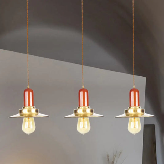 Industrial Gold Finish Tandem Pendant Light with Multiple Bulbs - Perfect for High Ceiling Areas