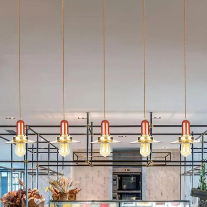 Industrial Gold Finish Tandem Pendant Light with Multiple Bulbs - Perfect for High Ceiling Areas