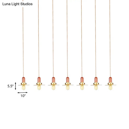 Industrial Gold Finish Tandem Pendant Light with Multiple Bulbs - Perfect for High Ceiling Areas