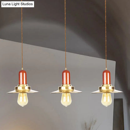 Industrial Gold Finish Tandem Pendant Light with Multiple Bulbs - Perfect for High Ceiling Areas