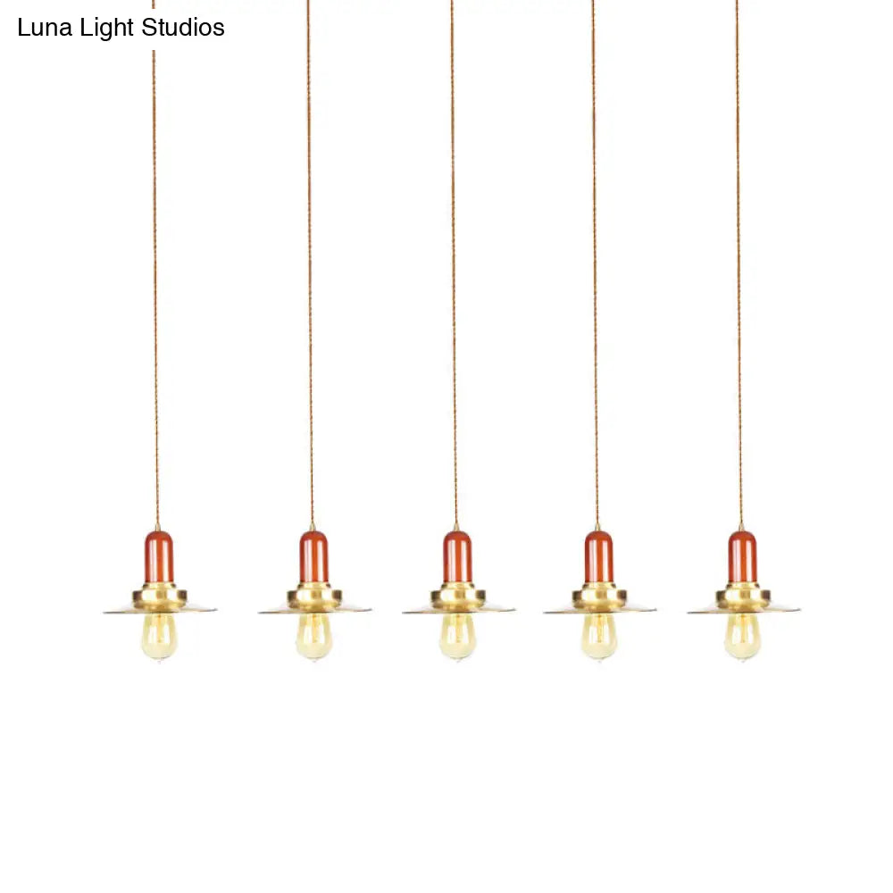 Industrial Gold Finish Tandem Pendant Light with Multiple Bulbs - Perfect for High Ceiling Areas