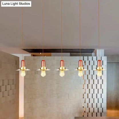 Industrial Gold Finish Tandem Pendant Light with Multiple Bulbs - Perfect for High Ceiling Areas