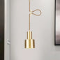 Industrial Gold Metallic Cylinder Pendant Light with Adjustable Ceiling Hang