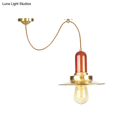 Industrial Gold Pendant Lighting - Flat Shape Bulb Fixture with Metallic Finish for Stylish Ceiling Hang