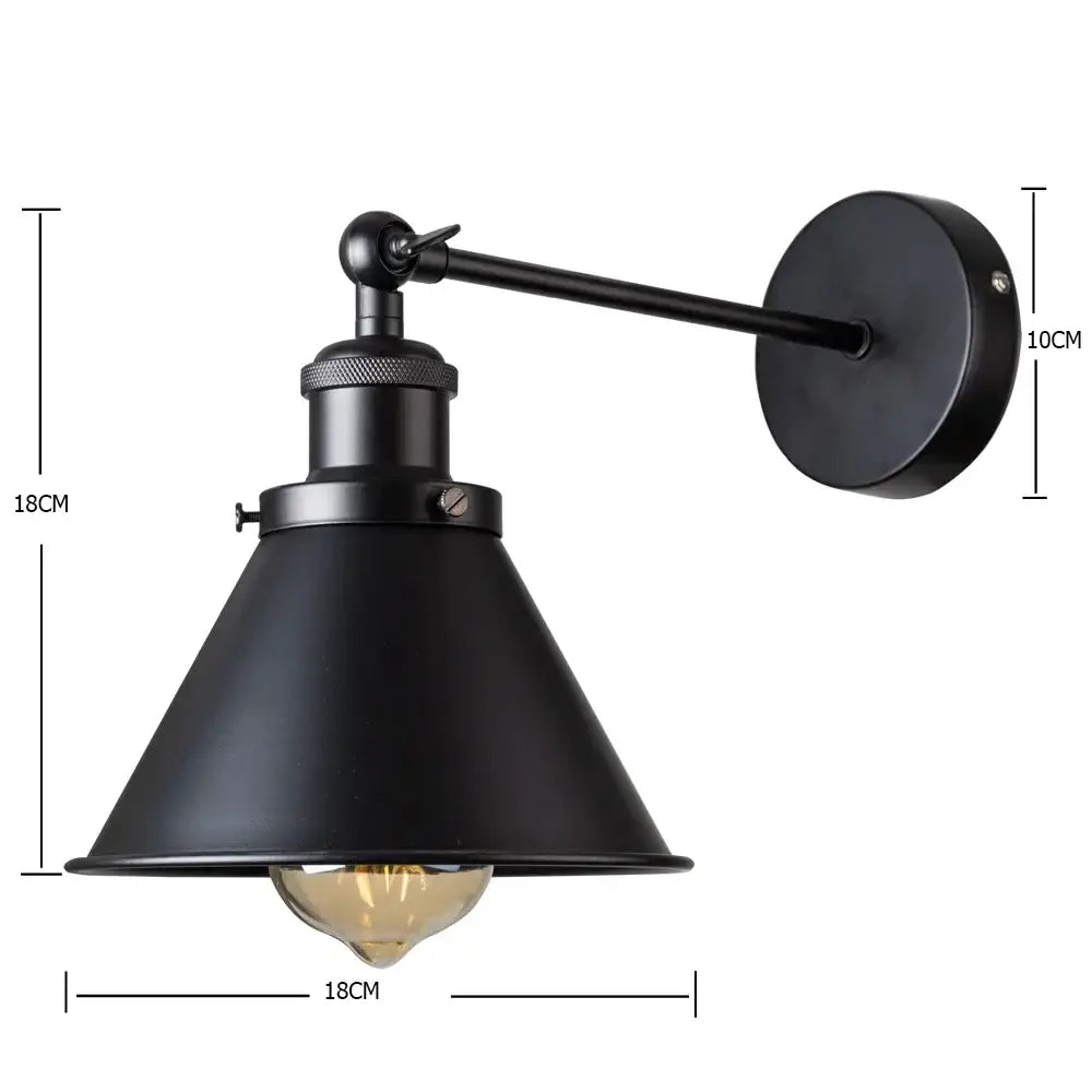 Black matte industrial gold wall lamp with conical shade and adjustable arm for decorbites industrial gold wall sconce