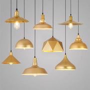 Gold wrought iron pendant light featuring industrial style geometric shapes and exposed bulbs for dining room decorbites gold wrought