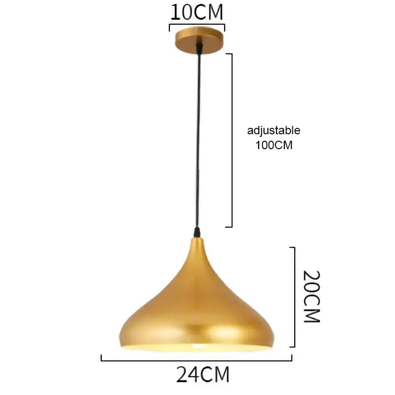 Industrial gold wrought iron pendant light with gold teardrop matte finish and adjustable black cord for dining room decorbites gold wrought