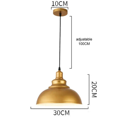 Gold-colored dome-shaped pendant light with matte finish and adjustable black cord for dining room decorbites gold wrought iron