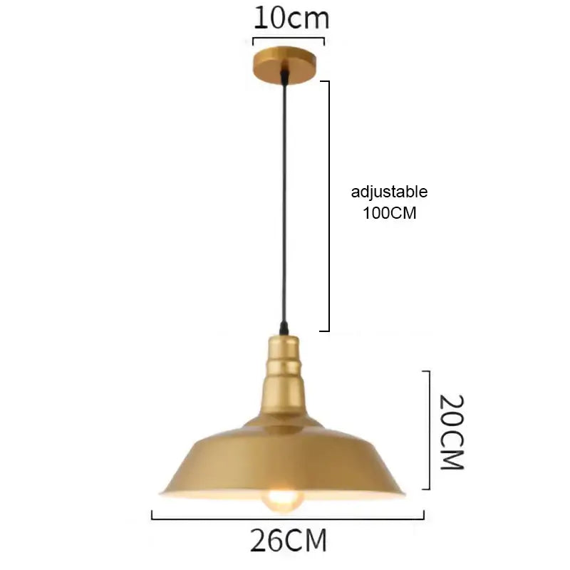 Gold wrought iron industrial pendant light with matte finish and adjustable height for dining room decorbites gold wrought