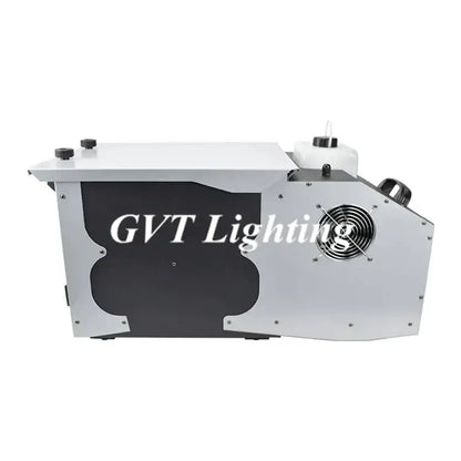 Silver and black gvt 3000w low lying ground fog machine with white fluid reservoir for industrial stage decor