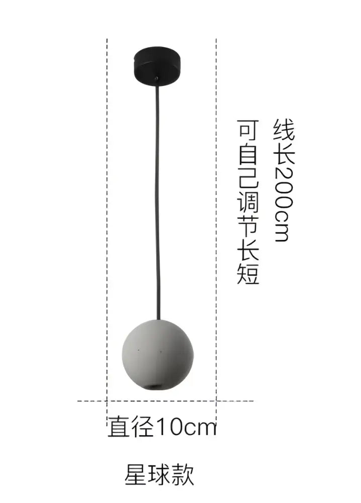 Minimalist industrial gray and gold decorbites cement pendant light with concrete sphere and black ceiling mount for dining room