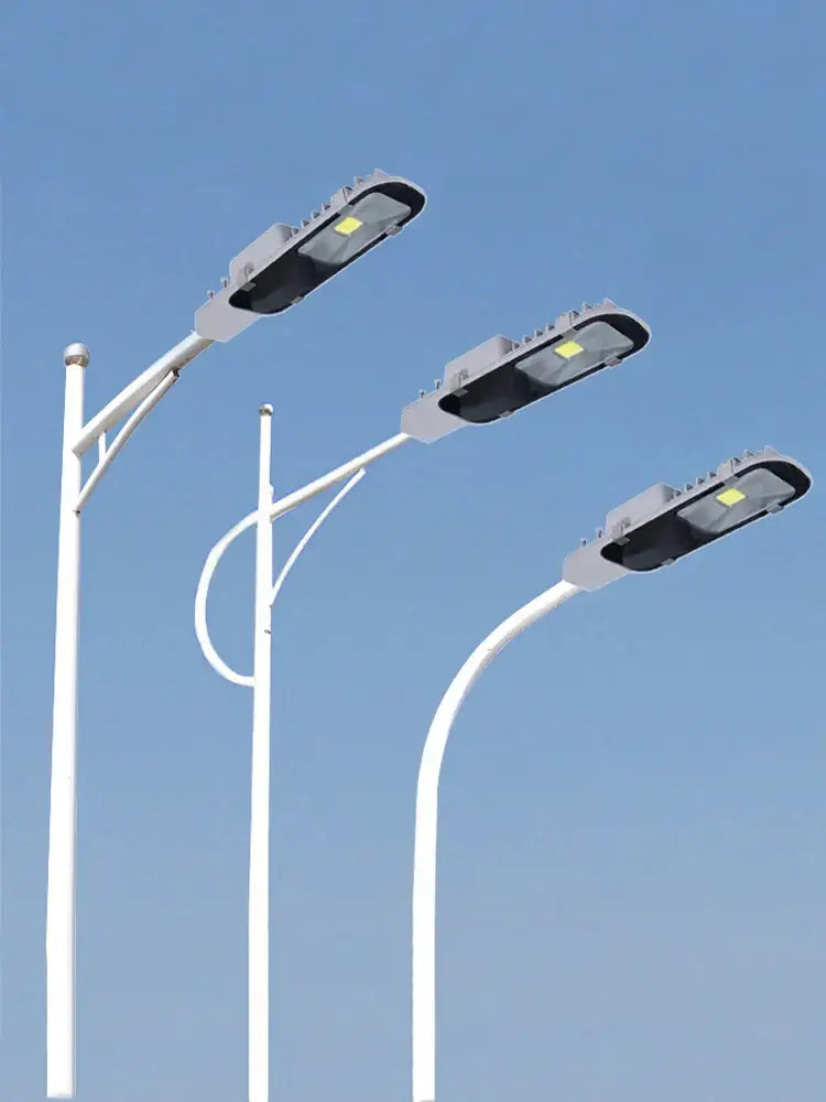 Modern white 20w cob led street light with sleek curved arms and black housing for outdoor garden use