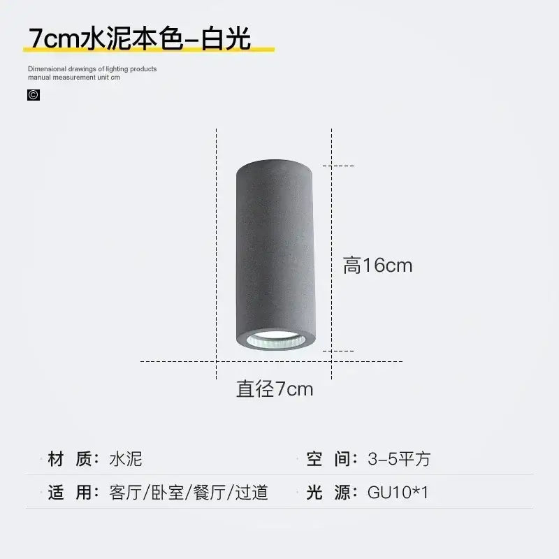 Industrial gray and white concrete ceiling light with gu10 bulb and white glow for decorbites industrial led ceiling use