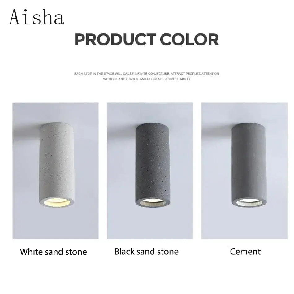 Aisha brand industrial led ceiling light in white sand stone black sand stone and cement finishes for kitchen decorbites