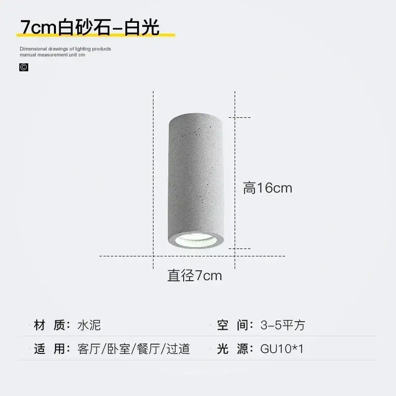 Industrial gray and white concrete ceiling light with textured surface and integrated gu10 bulb for decorbites industrial led ceiling use