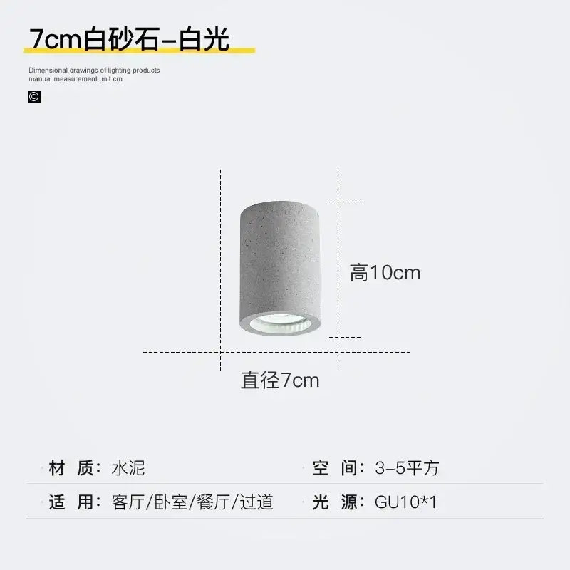 Industrial gray and white concrete ceiling light with textured surface and white led bulb for kitchen decorbites industrial led