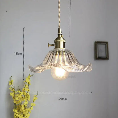 Industrial green petal glass pendant light with clear fluted design and brass hardware ideal for dining room decorbites glass industrial
