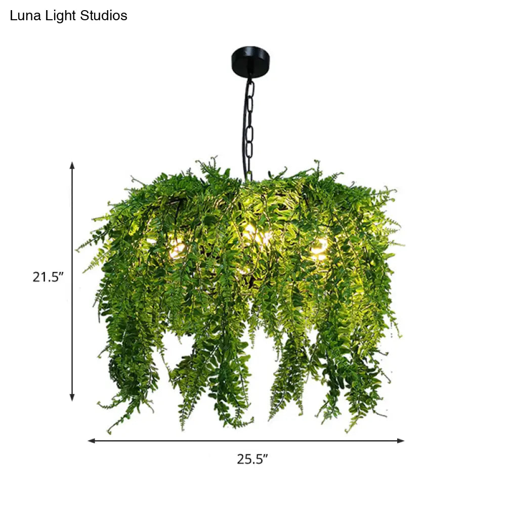 Industrial Green Plant Design Metal Chandelier Light Fixture - 5 Lights, 21.5"/25.5" Wide