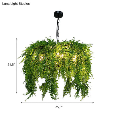 Industrial Green Plant Design Metal Chandelier Light Fixture - 5 Lights, 21.5"/25.5" Wide